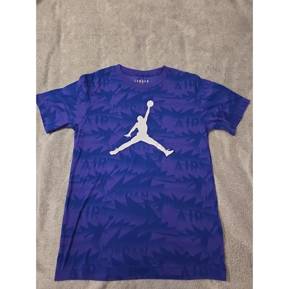 Air Jordan Boys Xl Purple Tee White Jumpman Short Sleeve Cotton Blend‎